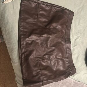 Brown faux leather skirt